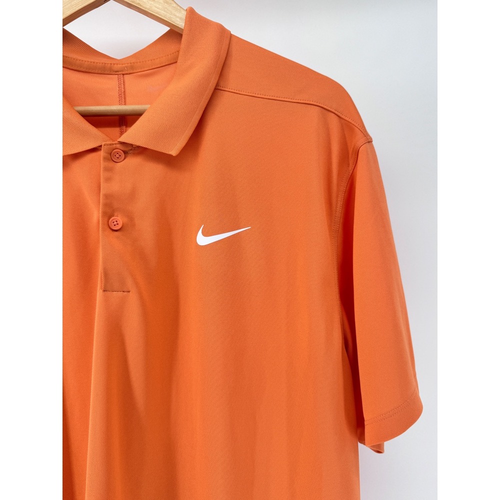Nike Dri Fit Polo Shirt Mens XL Orange Golf Performance Short Sleeve